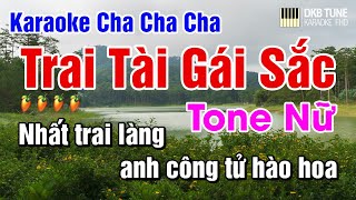 Trai Tài Gái Sắc karaoke  Tone Nữ Nhạc Sống Cha Cha  DKB Tune [upl. by Onifur]