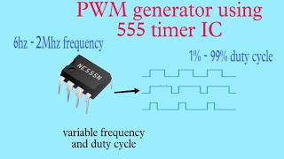 NE555 PWM CIRCUIT  ADJUSTABLE FREQUENCY amp DUTY CYCLE  6HZ  2MHZ RANGE  electronic diy viral [upl. by Nillad299]