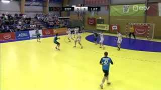 Handball goalkeeper Arturs Kugis Latvia scores goal against Estonia [upl. by Dorris]