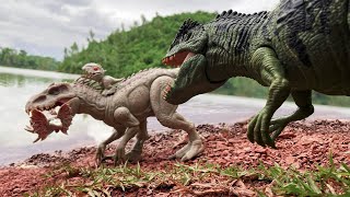 INDOMINUS REX VS GIGANOTOSAURUS Jurassic World  Dinosaur Toys Movie [upl. by Akzseinga]