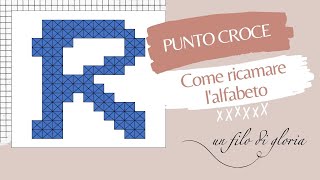 Punto Croce  Tutorial di Un Filo di Gloria come ricamare la Lettera R passo a passo [upl. by Toile]