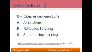 Theory amp Practice of MI  Practicing OARS  Mastering the CORE Skills of Motivational Interviewing [upl. by Rockafellow]