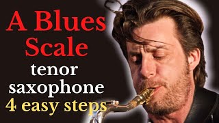 A blues scale on tenor sax saxophone for beginners 4 easy steps with backing track [upl. by Barrington]