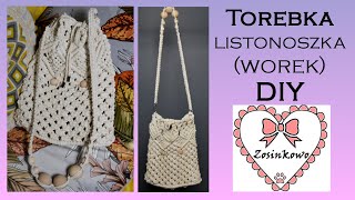 Torebka z makramy worek DIY  Macrame bag [upl. by Petie]