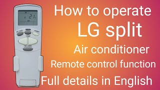 How to use lg air conditioner remote control function in English lg split ac remote full details [upl. by Anial]