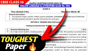 Toughest PAPER 🔥 Class 10 English Sample Paper 202324  English Sample Paper Solution [upl. by Ennahtebazile]