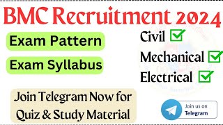 BMC Recruitment 2024  JE amp SE  Civil  Mechanical  Electrical  Exam Syllabus Join Telegram [upl. by Narf717]