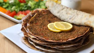 Lahmajun recipe Armenian Lahmajoun لحم بعجين [upl. by Yarb85]