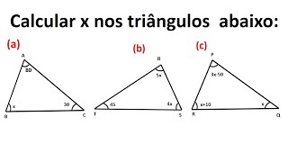 Calcule o valor de x ângulo de cada triângulo [upl. by Storer]