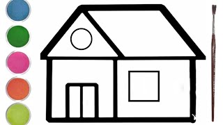 How to Draw a House  Excellent easy drawing of a house step by step for kids amp beginners [upl. by Meyer]