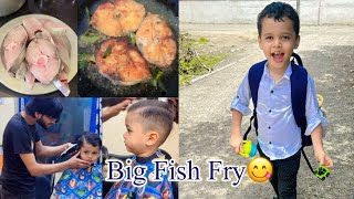 Ghare Aji heichi Fish fry n fish curry😋 food fishfry haircut chiragchinusilu [upl. by Niro]