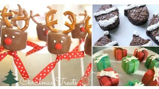 3 DIY Christmas Treats Reindeer Marshmallow Pops Santa Brownies amp Present Chocolates [upl. by Annawaj536]