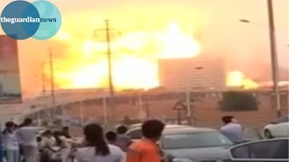 Huge explosion at Chinese petrochemical plant caught on camera [upl. by Eniamat]