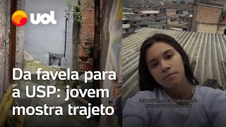 Jovem mostra realidade de morar na favela e estudar na USP [upl. by Ahseiyn]