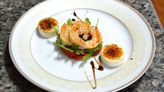 Ensalada de rúcula y gambas con queso caramelizado [upl. by Wiatt794]