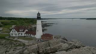 Portland Head Light Cape Elizabeth Maine Cinematic Maine Coast Drone Footage [upl. by Lassiter870]