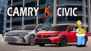 2025 Toyota Camry VS 2025 Honda Civic Homer Simpsons Review [upl. by Gefen]