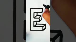 3D E letter drawing art viral technique satisfyingvideo shortsfeed youtubeshorts [upl. by Eimmis310]