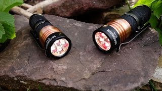 Manker E14 4 x Nichia 219B or 4 x XPG2  1 x 18350  1 x RCR123  Indepth review [upl. by Nytsirt]