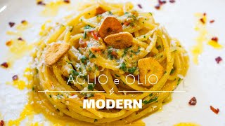 MODERN Spaghetti Aglio e Olio Peperoncino  Creamy Garlic Spicy Italian Pasta Recipe  Easy Tasty [upl. by Leibman]