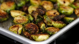 Crispy Charred Roasted Brussel Sprouts With Balsamic Vinegar Recipe [upl. by Anytsirhc]