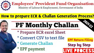 ECR Challan Generation Prepare ECR challan processEPF Challan How to file ECR pf ecr challan [upl. by Cullin]