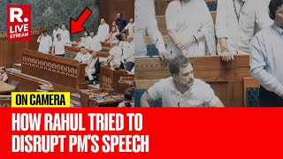 Video Rahul Gandhi Leads Disruption In Lok Sabha Eggs MPs To Protest During PM Modis Speech [upl. by Erine365]