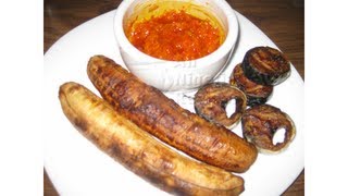 Nigerian Boli Roasted Plantains with Pepper Sauce  Flo Chinyere [upl. by Ardnos107]