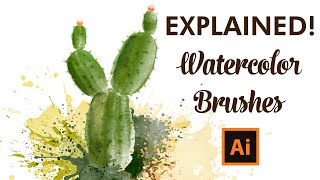 How to Draw a Cactus with Real Watercolor Vector Brushes  Adobe Illustrator Tutorial [upl. by Brice]