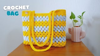 Super Easy Crochet Tote Bag  Crochet Shoulder Bag Super Neat  ViVi Berry Crochet [upl. by Ulrika]