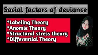 Social factors of devianceLabeling theoryAnomie theorySocial disorganization theoryDifferential [upl. by Tad]