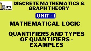 DM – Mathematical logic – Quantifiers and types of quantifiers  examplesJayaMathsAcademy discreet [upl. by Danice]