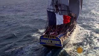 French warship replica sets sail for America [upl. by Leunamnauj]