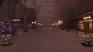 Nostalgic Quiet Winter Night Street  Sounds of Falling Snow White Noise [upl. by Semela]