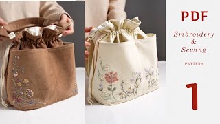 Velvet Umi Bag tutorial  Part 1  embroidery [upl. by Amer]