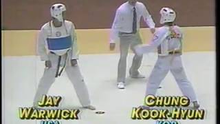 1988 olympic TKD welter semi Jay Warwick USA vs Chung KookHyun KOR [upl. by Ellegna]