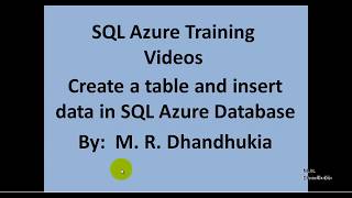 SQL Azure  Create a table and insert data in SQL Azure Database [upl. by Alithea]