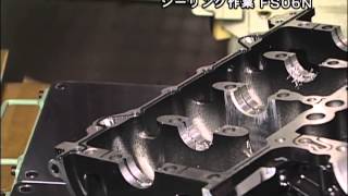 Sealing Engine Blocks  Kawasaki Robotics Japanese [upl. by Adikram141]