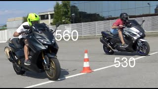 T MAX 560 Vs 530 NO STOCK MALOSSI AKRAPOVIC 0 200 MT [upl. by Nuahsel375]