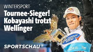 Vierschanzentournee Kobayashi Gesamtsieger vor Wellinger l Sportschau [upl. by Ynaiffit]