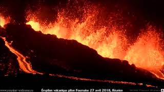 Éruption volcanique piton Fournaise  27 avril 2018  Réunion [upl. by Nylinej]