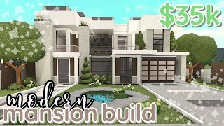 35k MODERN MANSION  bloxburg house build WITH VOICE [upl. by Acimaj657]