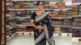 Binny semi printed silk sarees  Apavaranam 22 June 2024 [upl. by Mundy724]