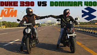 KTM Duke 390 vs Bajaj Dominar 400 drag race Ultimate Rivals [upl. by Hoffmann984]