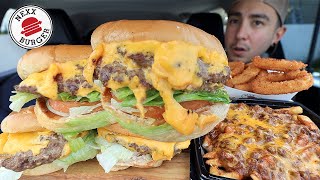 MUKBANG EATING NEXX BURGER CHEESEBURGERS CHEESY CHILLI CHEESE FRIES CRISPY ONION RINGS DONUTS ASMR [upl. by Fillian805]