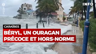 Louragan Béryl fait route pour la Jamaïque  un phénomène rare si tôt dans la saison  RTBF Info [upl. by Cence]