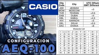 Como Ajustar Casio AEQ100 Manual 5479 Hora y Todas Sus Funciones [upl. by Naejeillib]