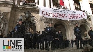 Les intermittents envahissent lopéra Garnier  Paris  France 20 mars 2014 [upl. by Ciapas315]