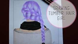 Drawing Tumblr hair girl  Pink braid [upl. by Niak]