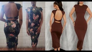 Recreando ropa que veo en shein  DIY Costura Hazlo tu misma  Vestido en licra espalda descubierta [upl. by Ellehcan522]